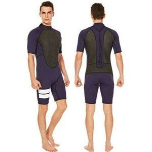 Men's Wetsuit Shorty Men 2mm Front Zip Purple/Blac